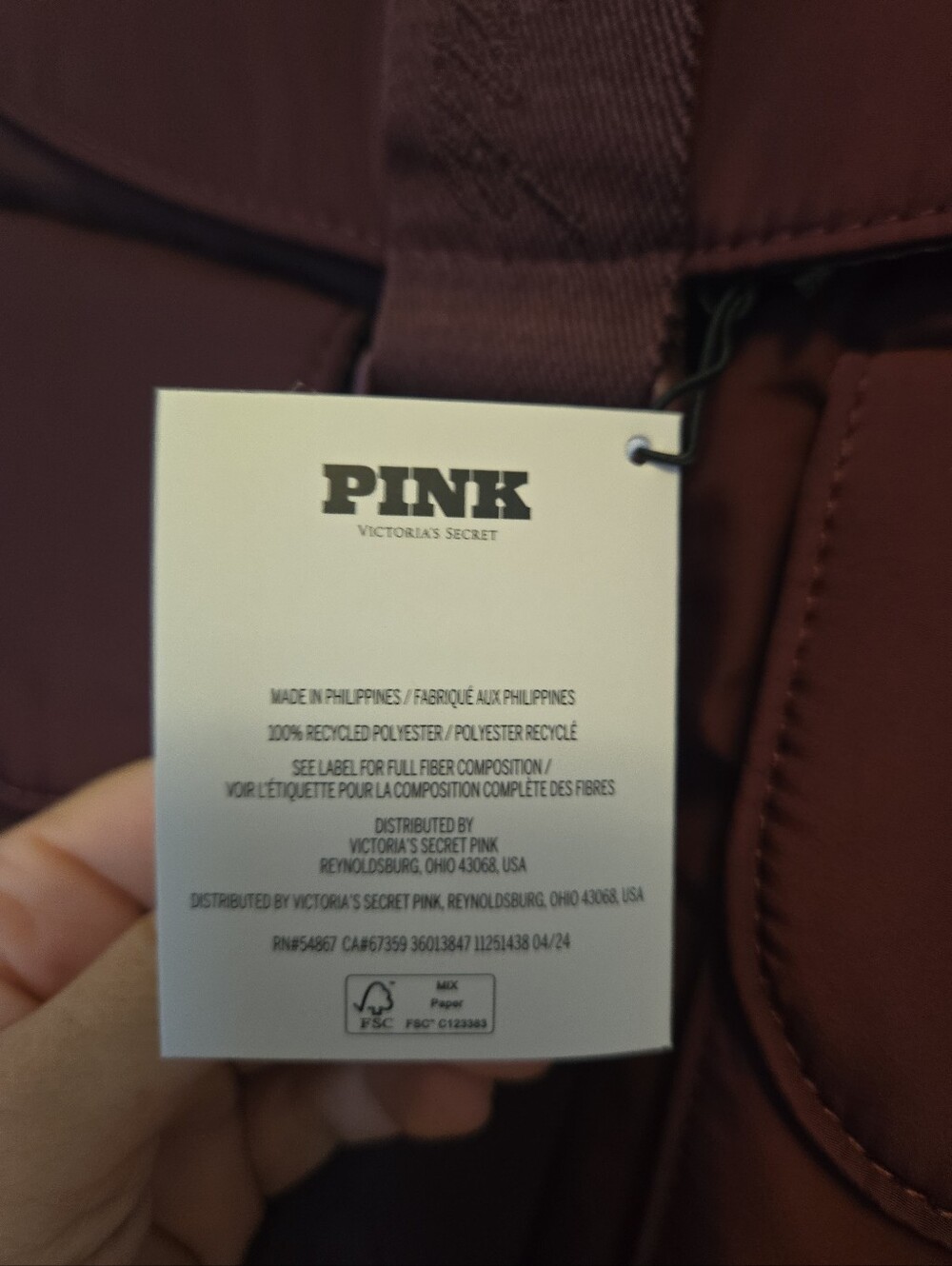 PINK Victoria’s Secret NYLON CARGO BACKPACK Burgundy NWT - Picture 5 of 7
